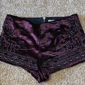 Embroidered Velvet shorts